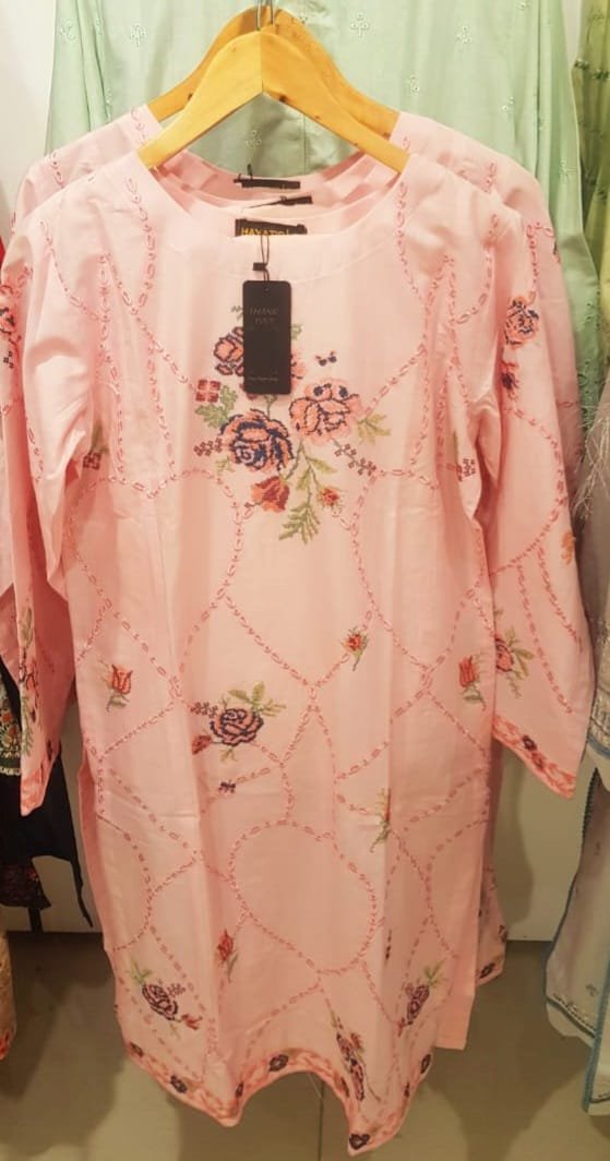 Baby Pink Embroidered 3 pc Lawn Dress