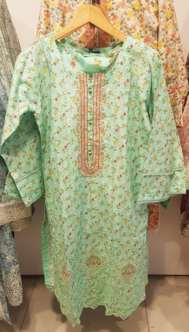 Light Green Embroidered Lawn Dress