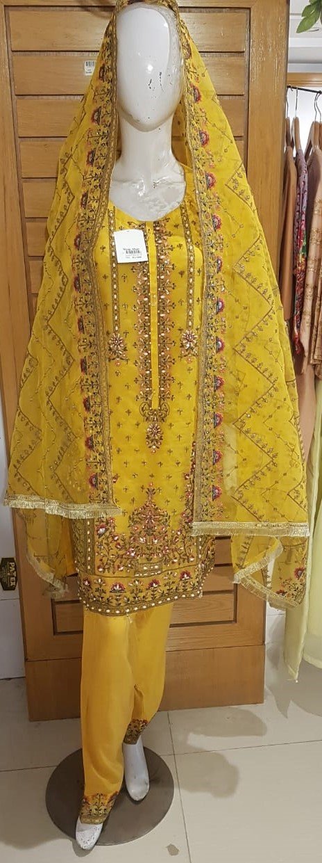 Yellow Embroidered Festive Dress