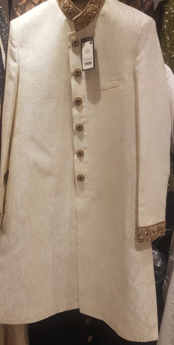 Off-white Embroidered Sherwani